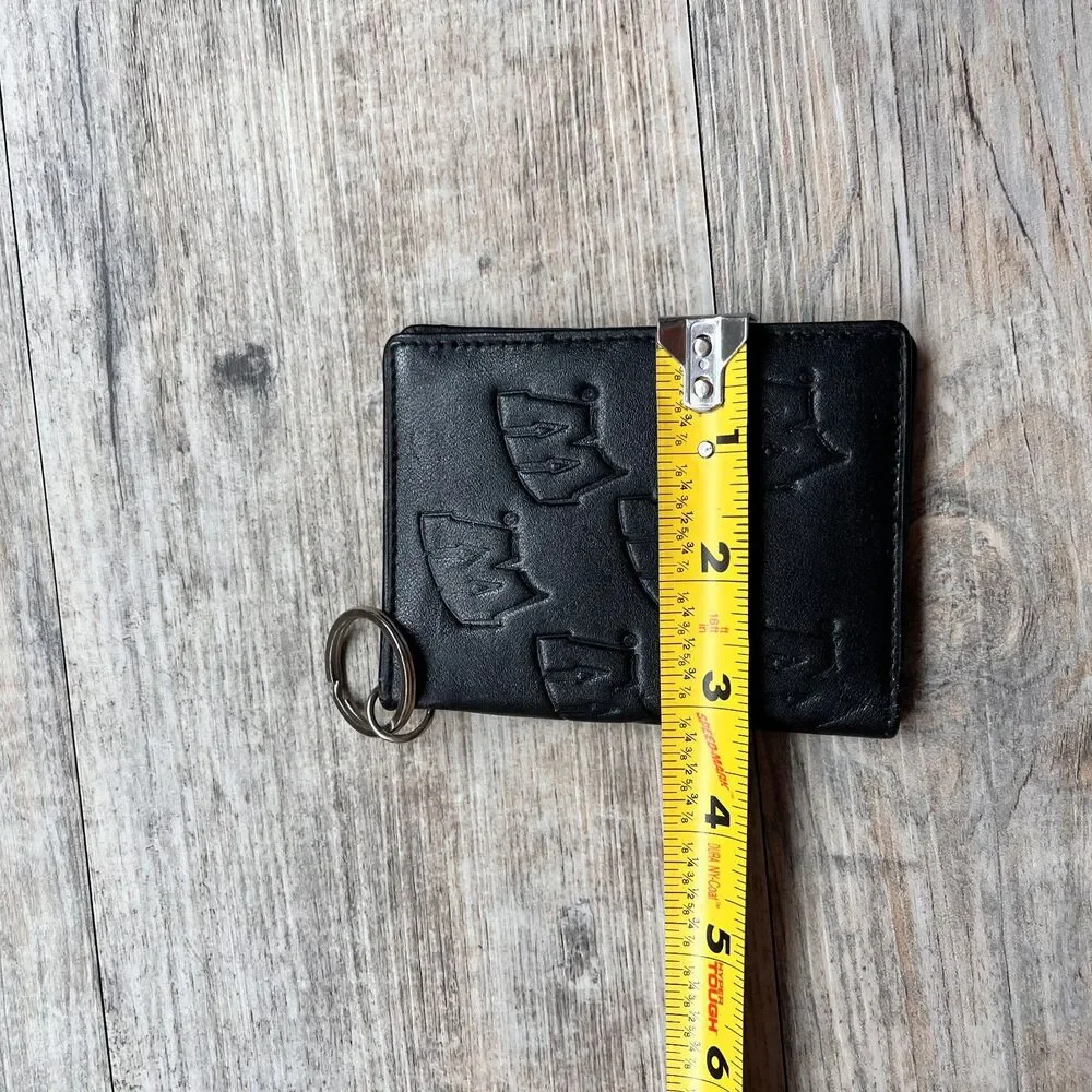 UW Madison Leather Wallet Black Embossed Badgers Keychain Wallet Minimalist